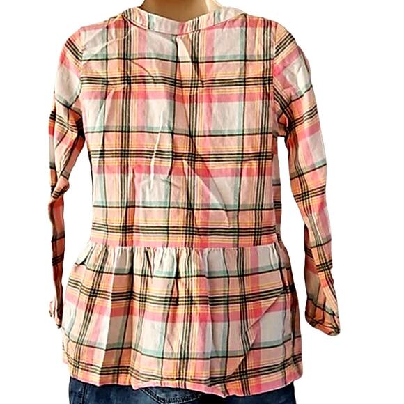 Carter's Girls Plaid Long Sleeve Peplum Button-Down Shirt – Size 4/5 - Picture 7 of 7